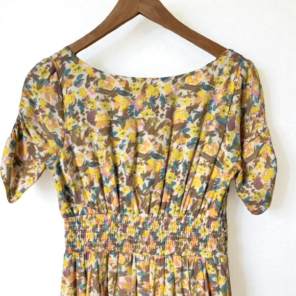 Free People Forget Me Not Yellow Mini Dress Size 0 Floral Boho - Picture 13 of 15